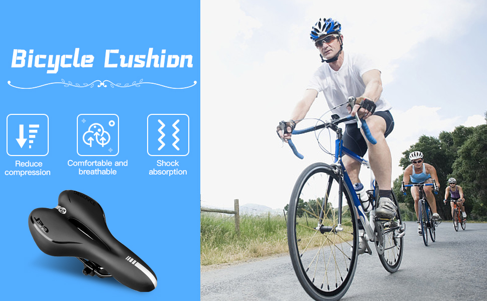 Гелевий велосипедний сідло з ергономічною порожнистою формою, амортизований туристичний сідло, комфортний, дихаючий, для BMX/шосе/горного велосипеда, чорний