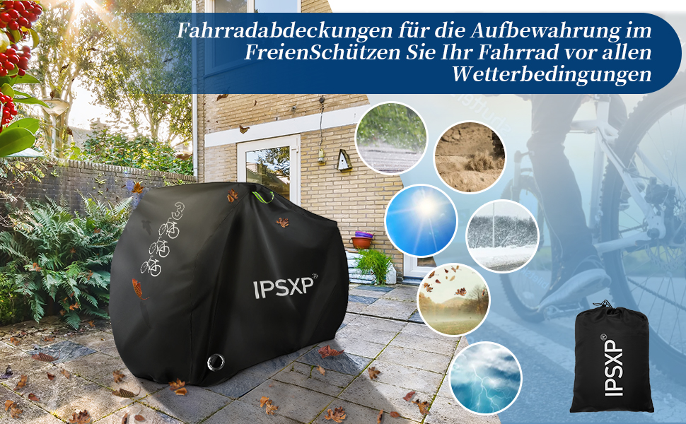 Чохол для велосипеда IPSXP, 210D Oxford, водонепроникний, від снігу, пилу та UV-захистом, для всіх типів велосипедів, 208x112x76 см
