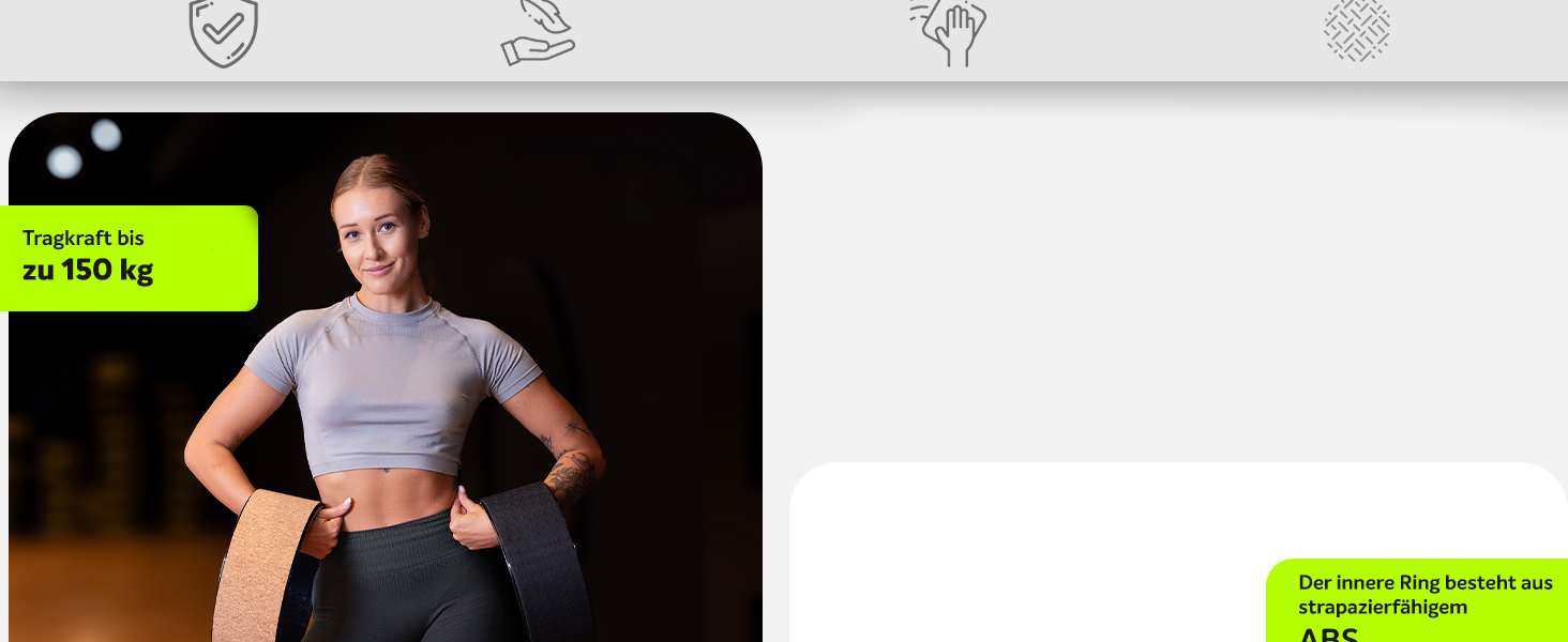 Йога-колесо Fizyo Ø 32 см – для розтяжки спини та полегшення болю – стабільне, неслизьке – для йоги, пілатесу, розтяжки та стретчингу, сіре