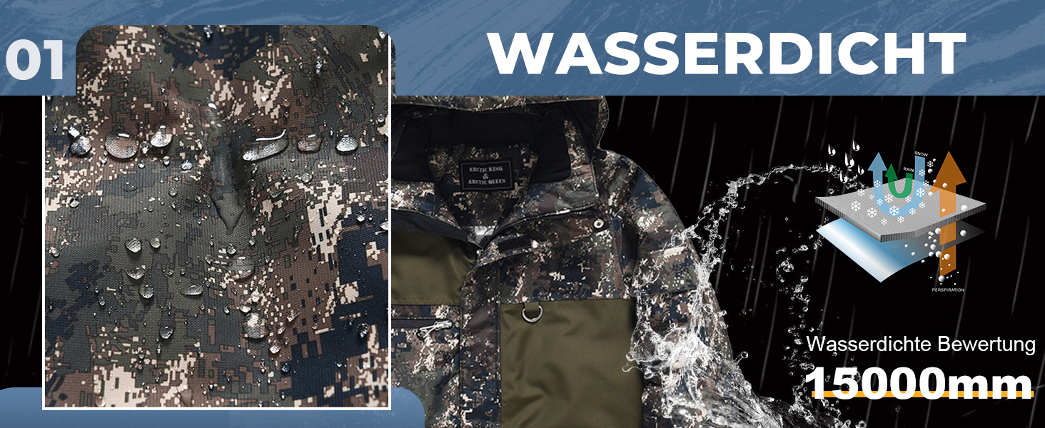 Сніговий костюм чоловічий HOUZONIY, комплект 2-в-1, теплий, вітронепроникний, чорний