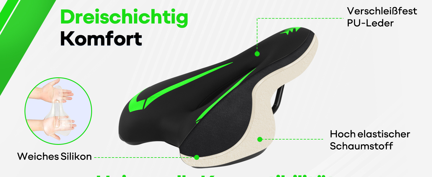 Гелевий велосипедний сідло MSDADA для жінок та чоловіків, водонепроникний, зелений