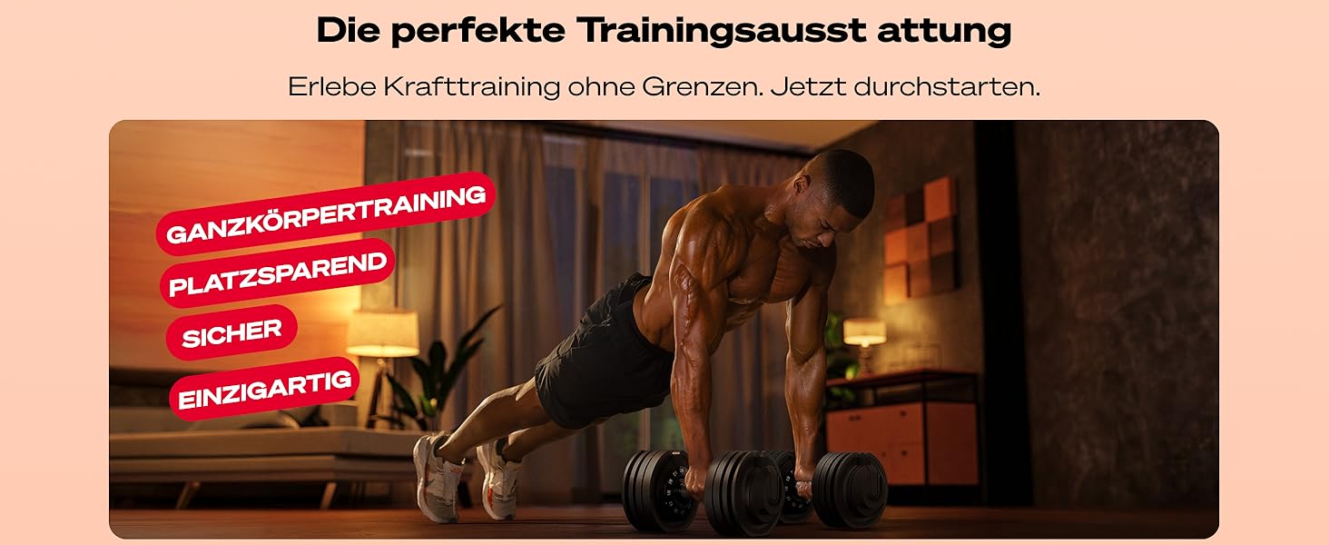 Ironmate Регульовані гантелі для дому, 1.5-18/24/40 кг, з набором дисків, 12-16 ваг, компактні, з неслизьким грифом, для силових тренувань, з підставкою (Ironmate 24 чорні)