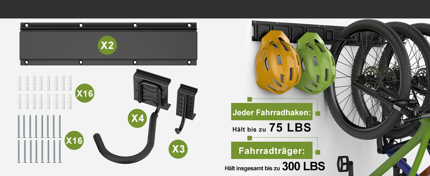Настінна підставка для велосипедів Housolution 32 дюйми на 4 велосипеда + 3 шоломи, до 136 кг, міцна сталева конструкція, для гаража