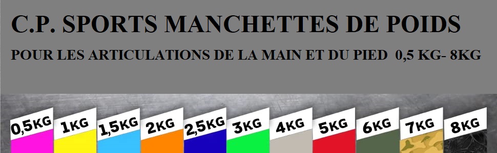 Важкі манжети C.P. Sports (2 шт.) для зап'ястя та щиколотки | Ваги для рук та ніг, 0,5-8 кг | Для фітнесу, бігу, силових тренувань, залу