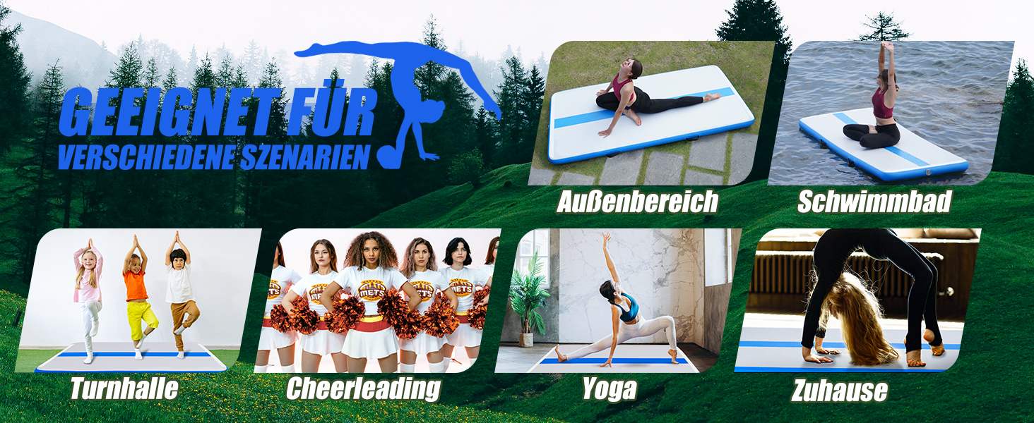 Надувний килимок для гімнастики Tuxedo Airtrack Mat 2M/3M/4M, 10 см, з електропомпою, для дому/залу/черепліки/йоги