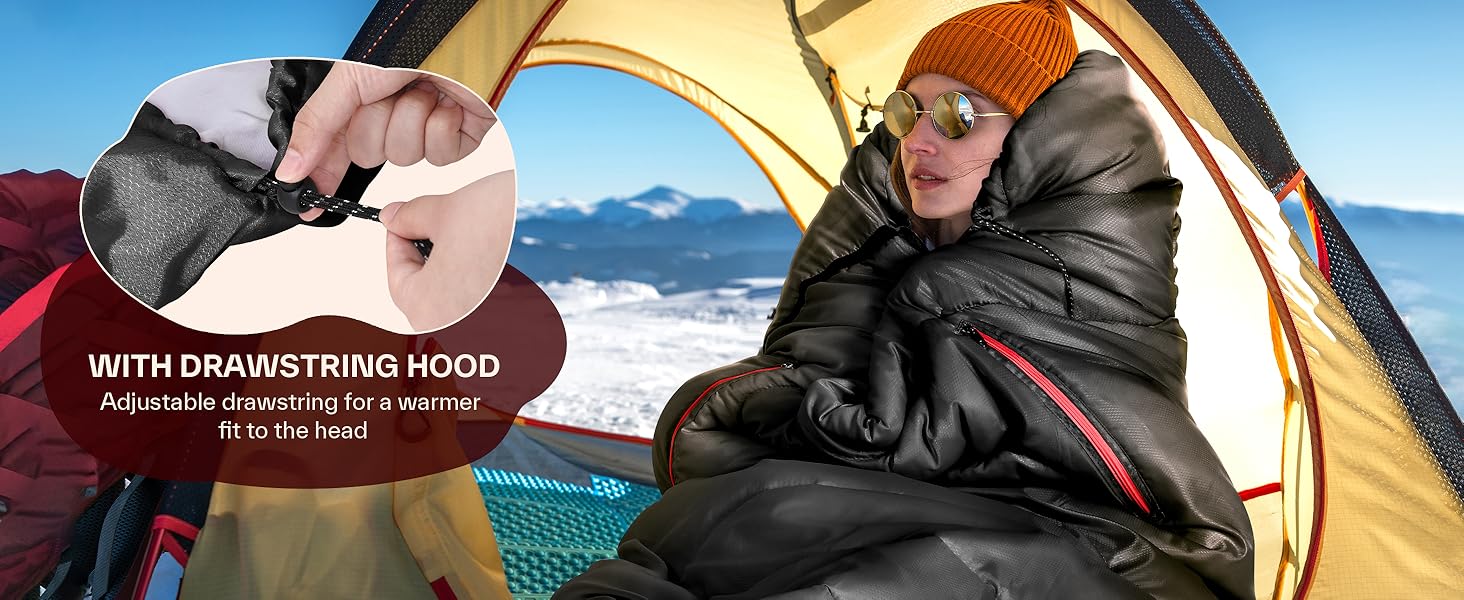 Спальний мішок Sportneer Outdoor 3-4 сезони для дорослих, 200x85см, чорний