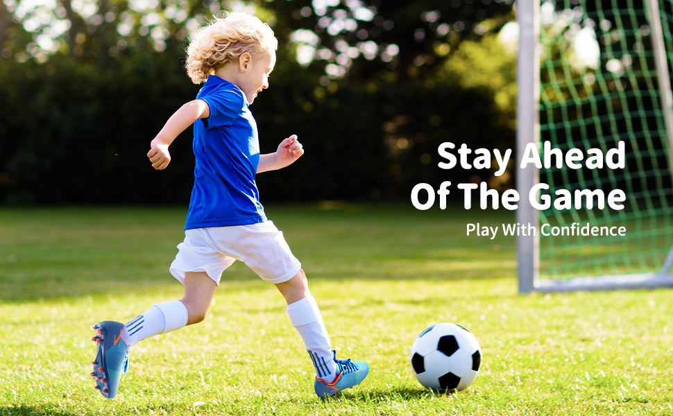 Футбольні бутси DREAM PAIRS для дітей: легкі, з довгими шипами, для бігу, футболу, стрибків у довжину, тренувань. Зносостійкі, зручні, кольори: блакитний, неоновий зелений, 36 EU