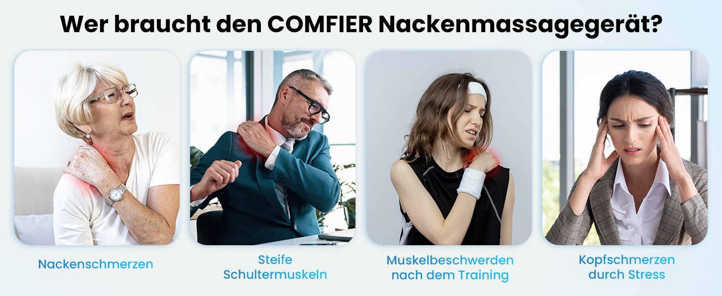 Масажер для шиї та плечей Comfier 2026 з графеновим підігрівом, 4D Shiatsu, бездротовий, для глибокого масажу шиї, плечей та спини, подарунок для жінок та чоловіків, темно-синій