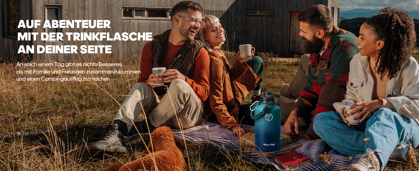 HydroPal Фляга з нержавіючої сталі - 750мл/1л/1.2л/1.9л, без BPA, для газованих напоїв, ізольована, з трубочкою та 2 кришками