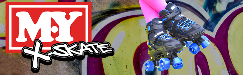 Роликові ковзани M.Y X-Skate регульовані, чорно-сині, EU 35-38 / UK 2.5-5