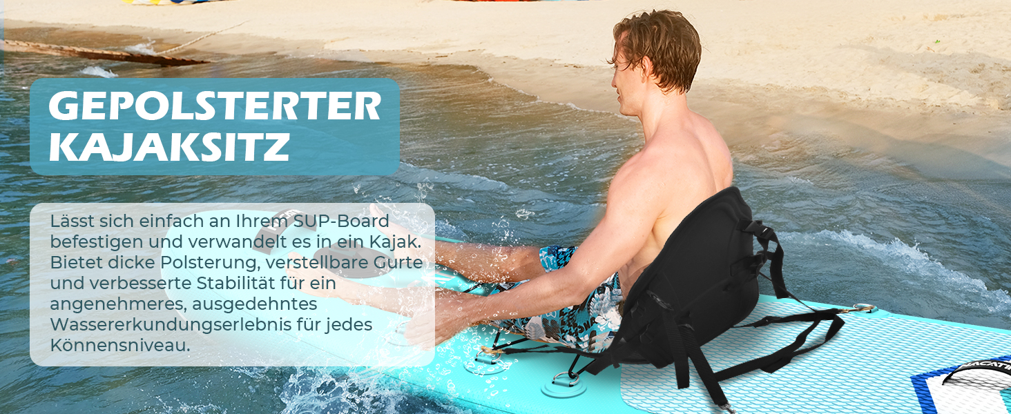 NACATIN SUP дошка надувна 320 см з сидінням, веслом та рюкзаком - для йоги, річки, моря (синій)