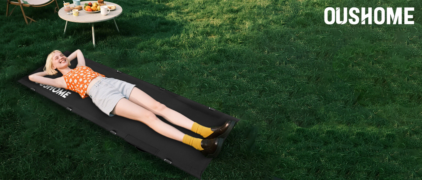 Легке туристичне ліжко для кемпінгу, 160 кг, чорне. Розкладне, портативне, для відпочинку на природі, вдома, в горах, на дачі.