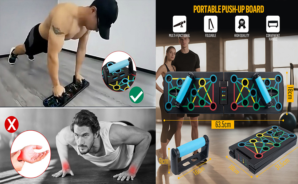 Складне дошка для віджимань Push Up Board, багатофункціональний тренажер для всього тіла, 17 в 1, для дому та фітнесу