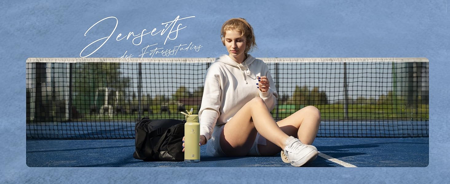 Термос IDEUS з нержавіючої сталі, 950 мл, жовтий. Спортивна пляшка-термос з подвійними стінками та надійним кришкою.