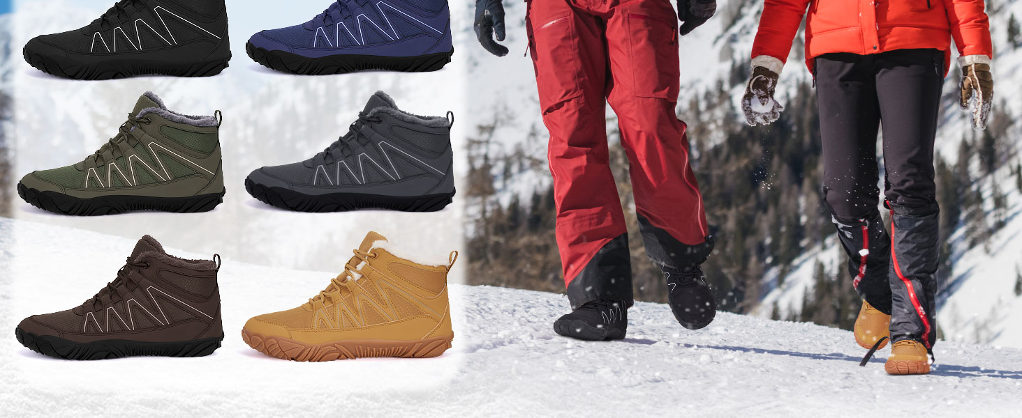 Зимові шкарпетки-черевики Ruyi для жінок та чоловіків, тепла підкладка, водонепроникні, для трейлраннінгу, комфортні зимові черевики з широкою передньою частиною, чорний, 42 EU