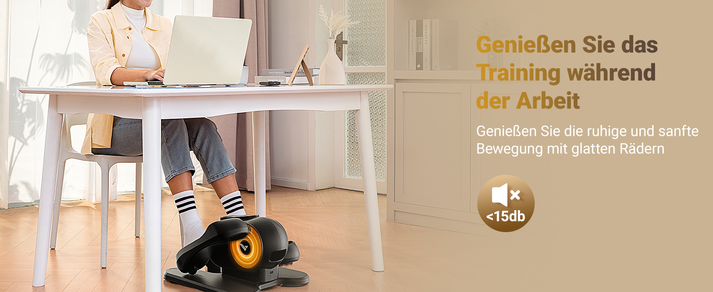 Міні еліптичний тренажер MERACH для дому, електричний крос-тренажер під стіл з пульт дистанційного керування, дисплеєм, 12 швидкостей, петлі для ніг, тихий та портативний, для людей похилого віку та дорослих (E37-Schwarz)