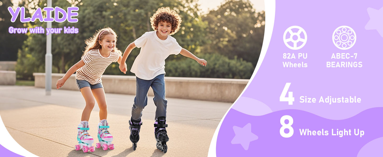 Дитячі ролики для дівчаток та хлопчиків, регульовані, з підсвічуванням, розмір EU28-32