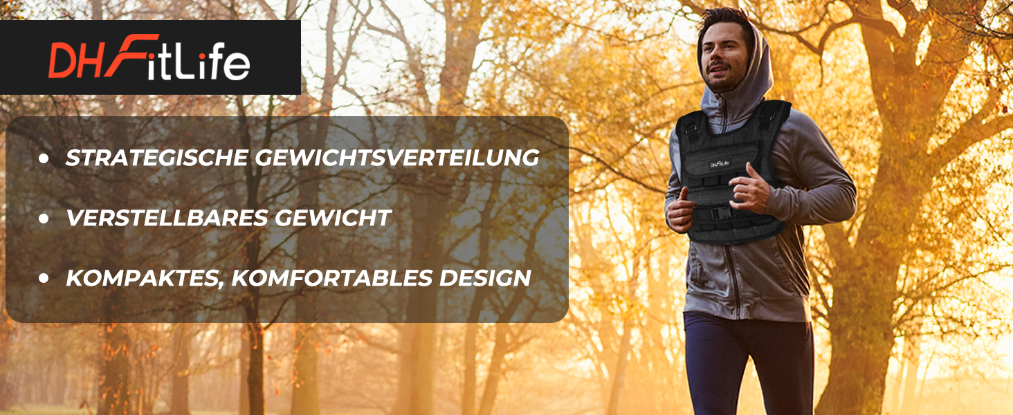 Вага для тренувань DH FitLife, регульована, 10/20 кг, чорна | Вага для бігу та силових тренувань, для жінок та чоловіків