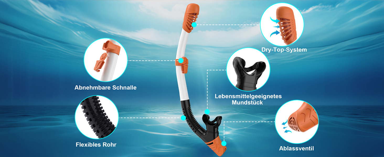 Набір для снорклінгу G2RISE для дорослих: маска та трубка для плавання, дайвінгу та снорклінгу. Зручна маска з загартованими лінзами та регульованою застібкою. Біло-помаранчевий колір.