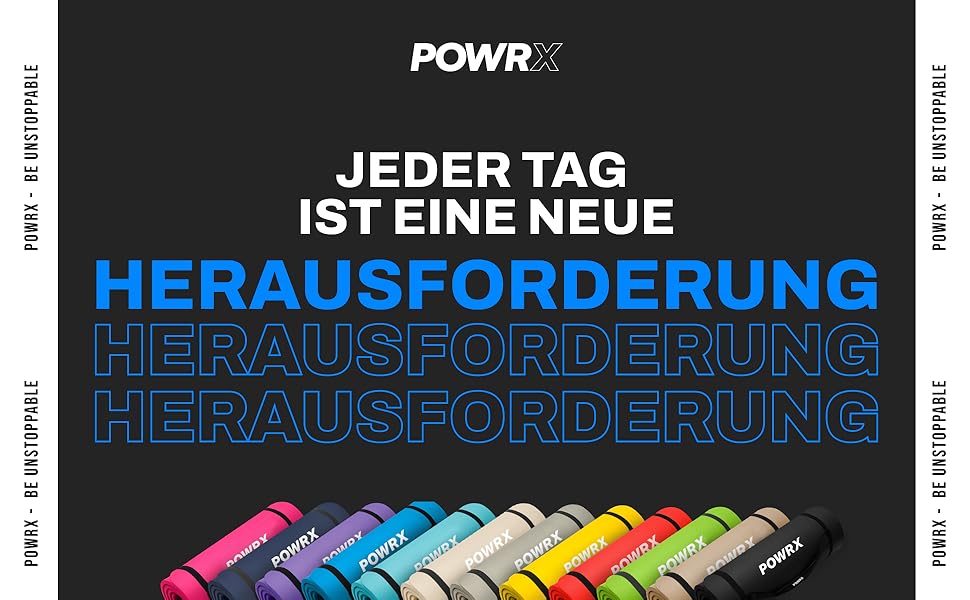 Гімнастичний килимок POWRX для йоги, пілатесу та фітнесу, нековзний, без фталатів, з ременем, сумкою та постером вправ