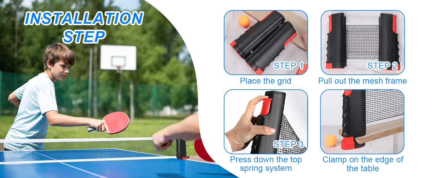 Мережа для настільного тенісу Flintronic, висувна, портативна, 170 см, чорно-червона