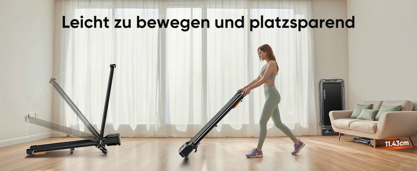 Біговий тренажер 6-в-1 для дому, складаний, з регулюванням нахилу 10% та ручками. Макс. вага 135 кг, LED-дисплей, пульт ДУ та додаток. Без встановлення (Чорний/Помаранчевий)