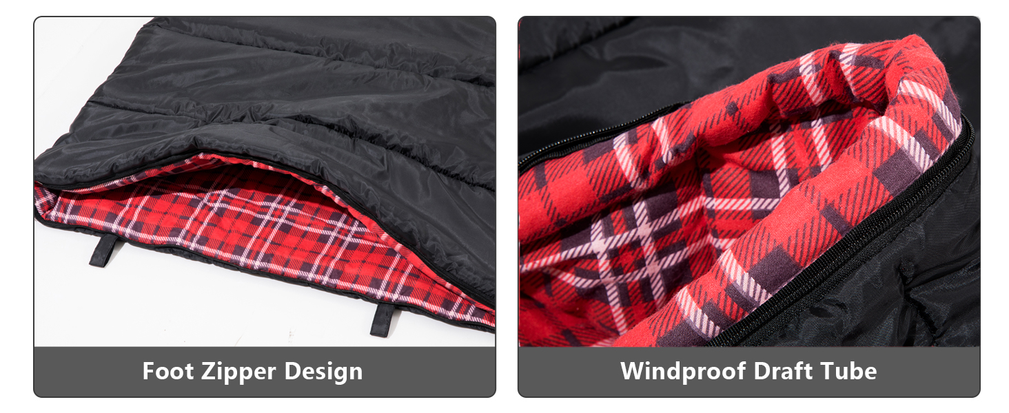 Спальний мішок BISINNA XL з бавовняного фланнелю для кемпінгу, 2-3 сезони, дорослий, чорний, 1.5 кг