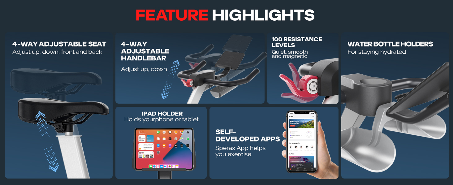Велоергометр Spearx для дому з APP, фітнес-велосипед для дому