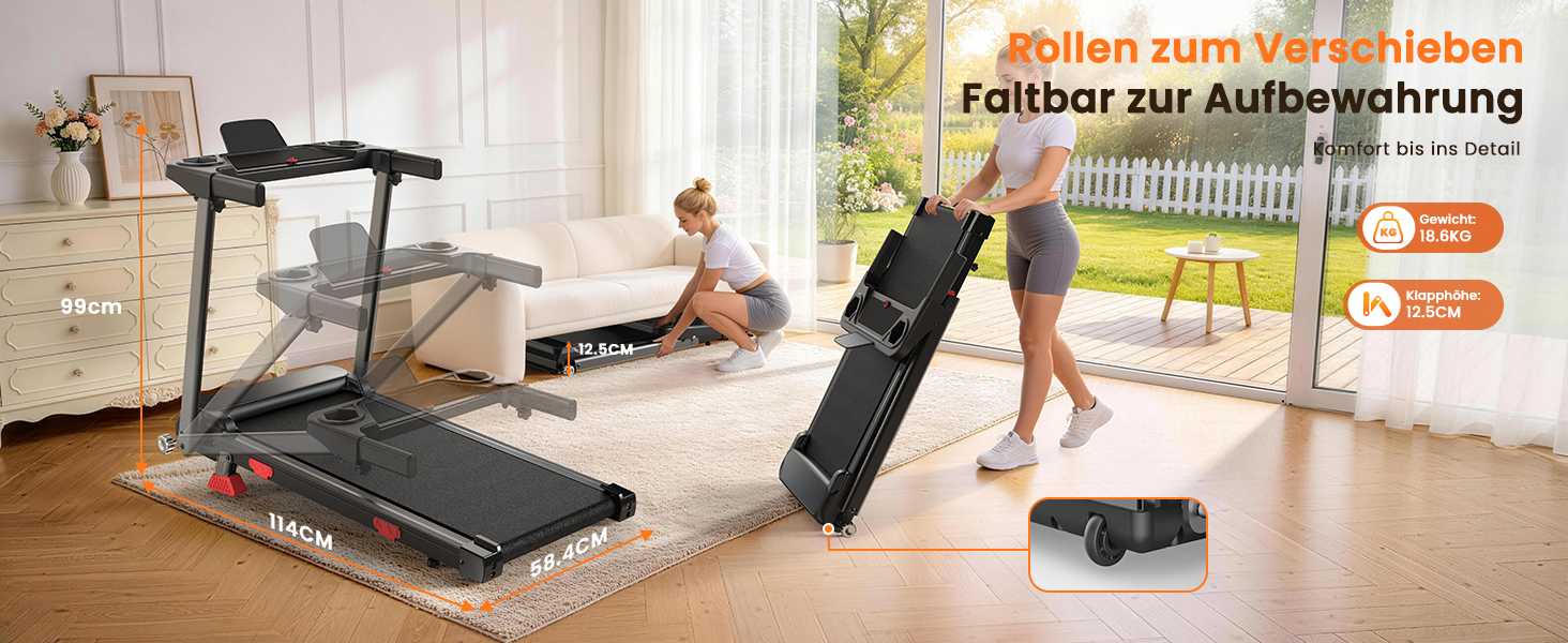 Складана бігова доріжка Dskeuzeew Walking Pad з регулюванням нахилу, швидкість до 12 км/год, для дому, чорна