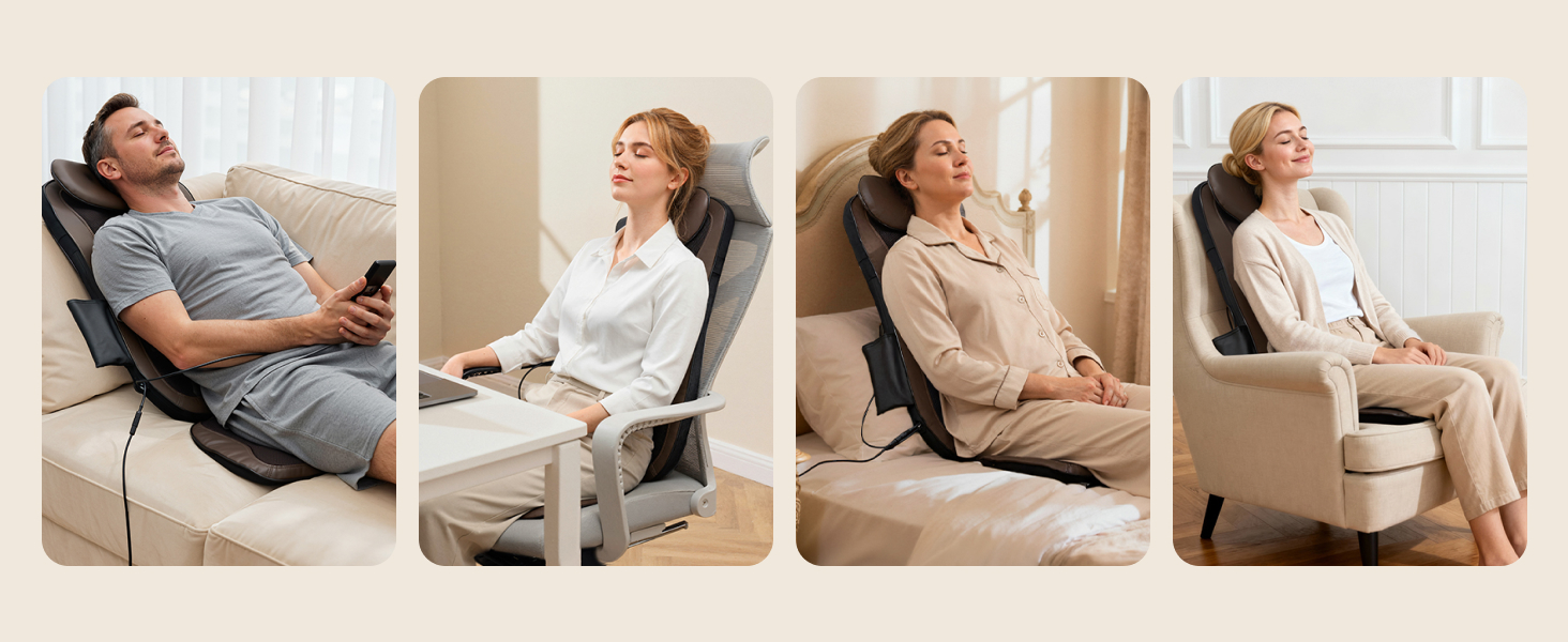 Масажний накид на сидіння з підігрівом та 3D масажем, Shiatsu масажер для спини, Romm V-WMB01