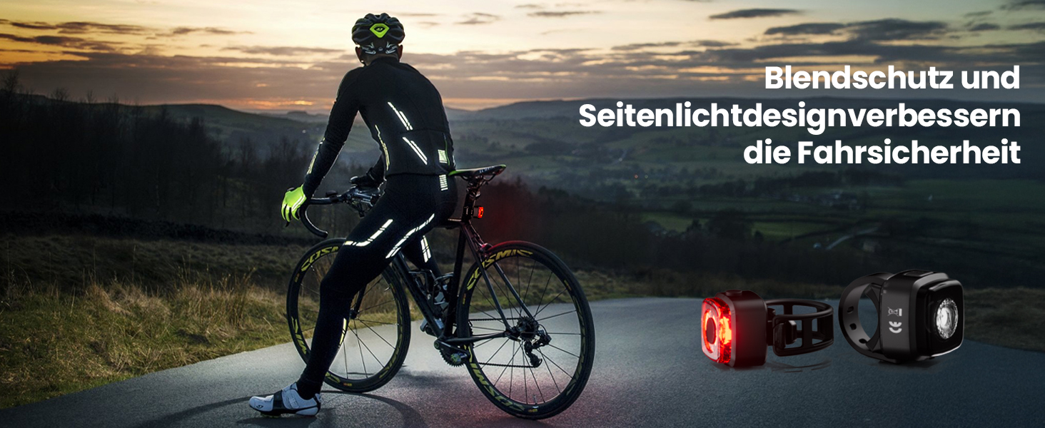 Набір велосипедних ліхтарів, водонепроникні IPX5, передній ліхтар, задній ліхтар, USB-C, перезаряджувані, чорний