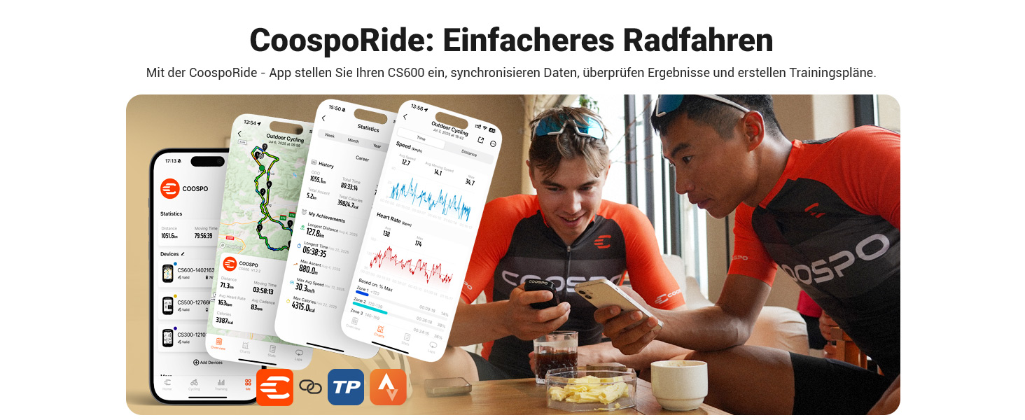 Велокомп'ютер GPS COOSPO CS600 з Bluetooth/ANT+, бездротовий, водонепроникний IPX7, з підсвіткою та навігацією, підтримка велорадара, 36 годин роботи