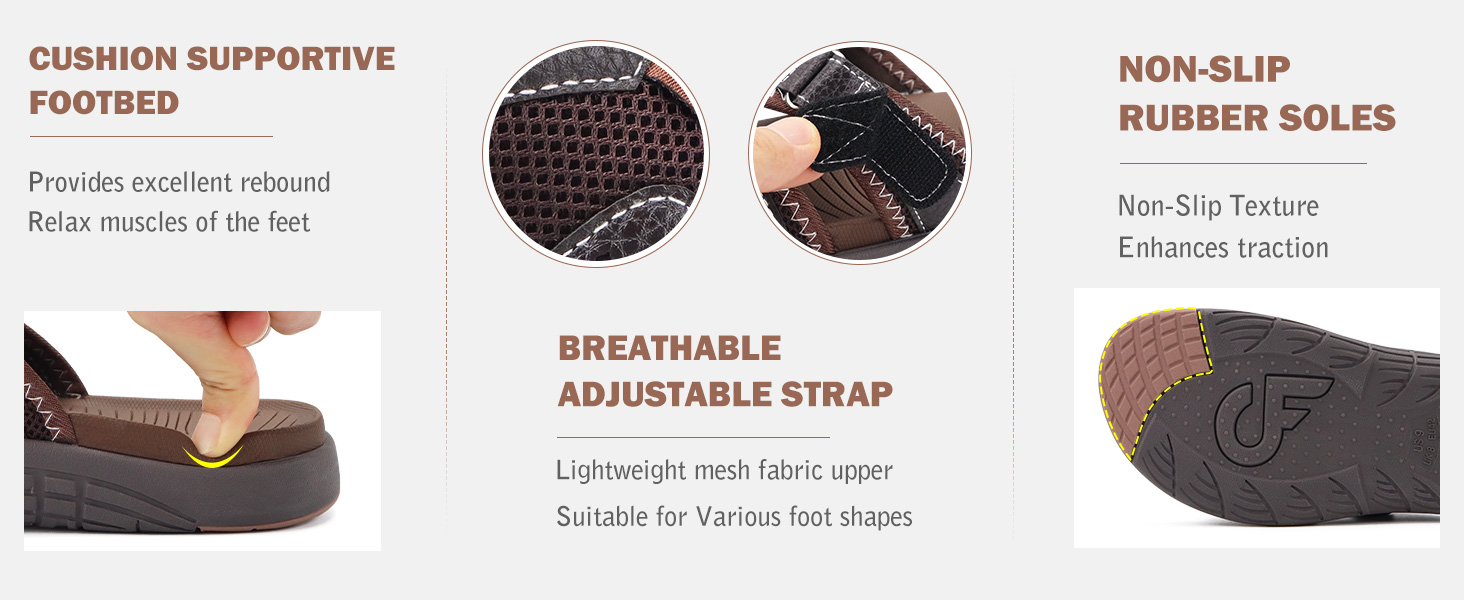 Чоловічі спортивні сандалії COFACE для відновлення після навантажень, підтримка склепіння стопи, ортопедичні, для чоловіків, розмір 40-48, колір коричневий