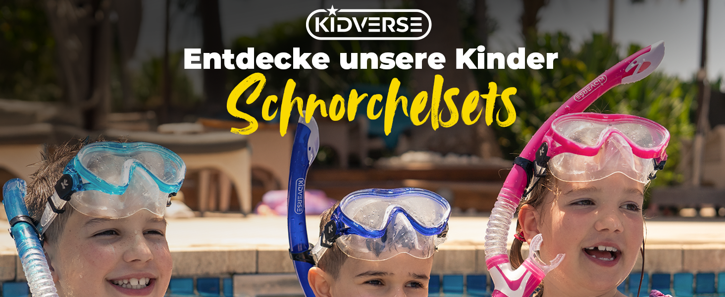 Набір для снорклінгу KIDVERSE для дітей 5-16 років - маска та трубка для дівчаток та хлопчиків, рожевий колір