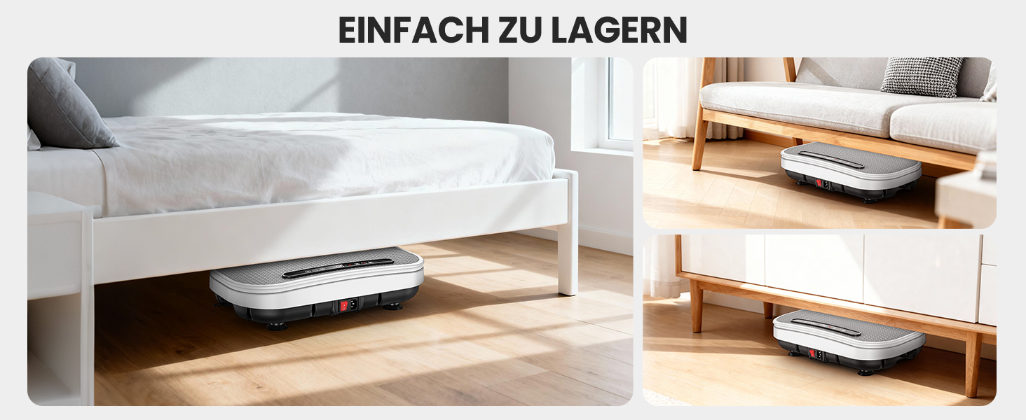 Вібраційна платформа для схуднення з еластичними гумками, 9 режимів, 120 рівнів інтенсивності, Bluetooth, LED-дисплей, місткість 150 кг, білий