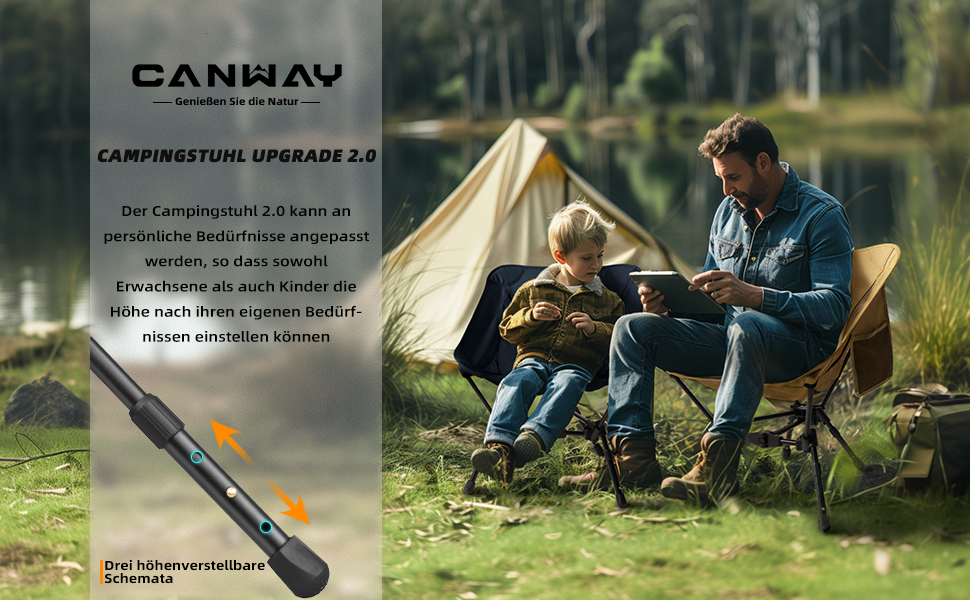 Зручний складаний стілець для кемпінгу CANWAY, ультралегкий, міцний (180 кг), для пляжу та відпочинку