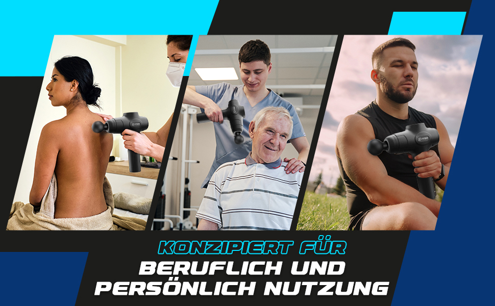 Масажний пістолет Fitgun Muscle Massager Портативний міні-масажний пістолет з 6 масажними головками для домашнього тренажерного залу Офіс Полегшення болю після тренування, чорний