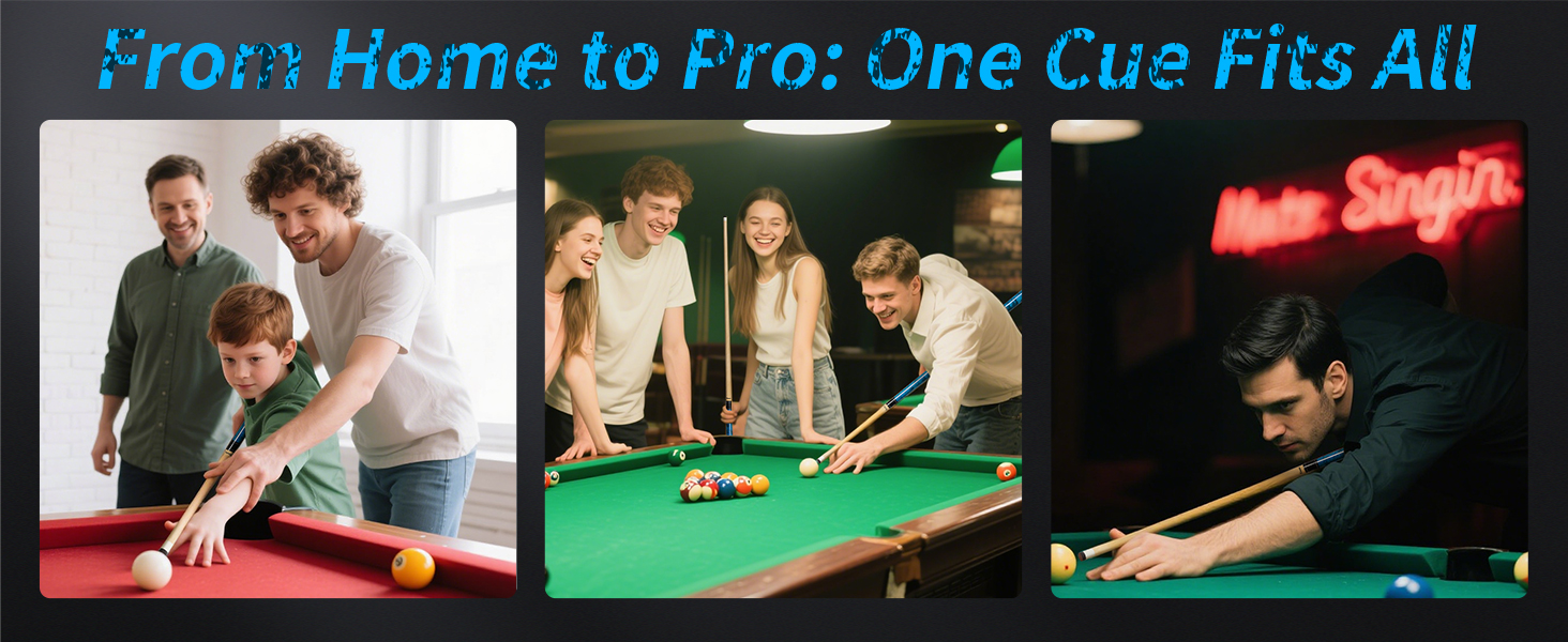 Більярдний кий Kmise професійний, 147 см, канадський клен, шкіряна піка 13 мм, антиковзний грип, для дорослих/початківців/професіоналів (синій)