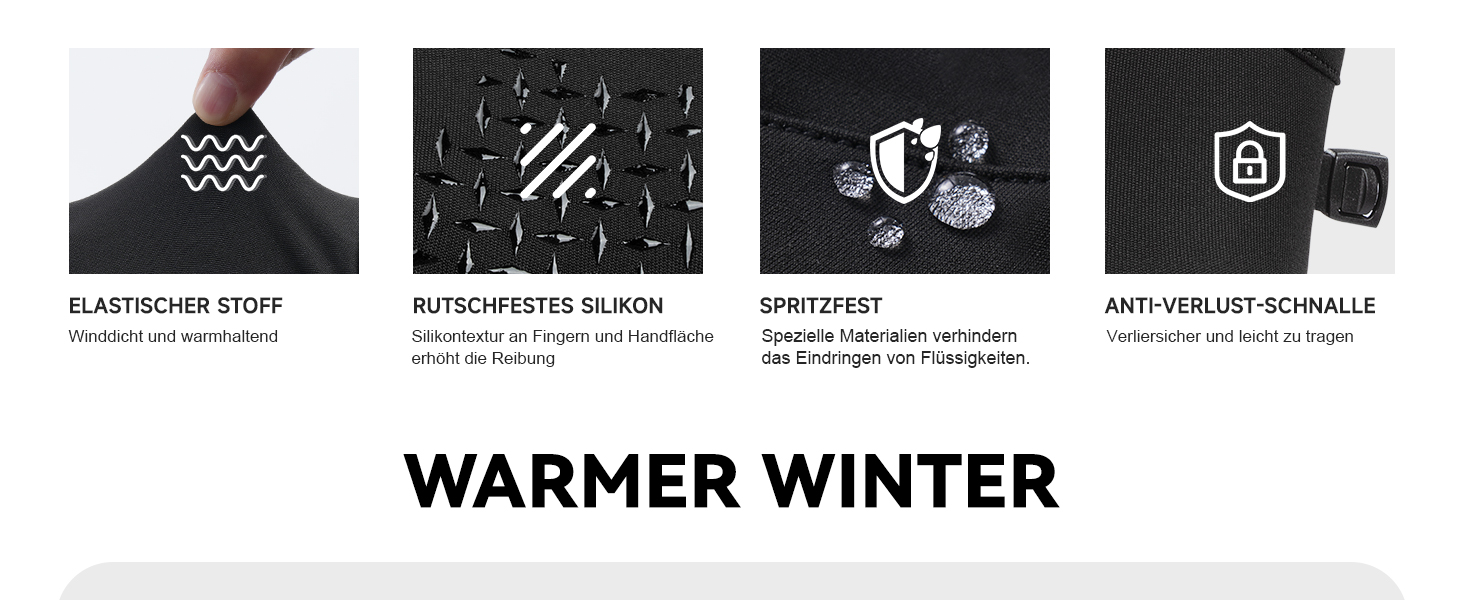 Рукавички PUIOU для чоловіків та жінок, зимові, теплі, для їзди на велосипеді, спортивні, сенсорні, чорні (XL)