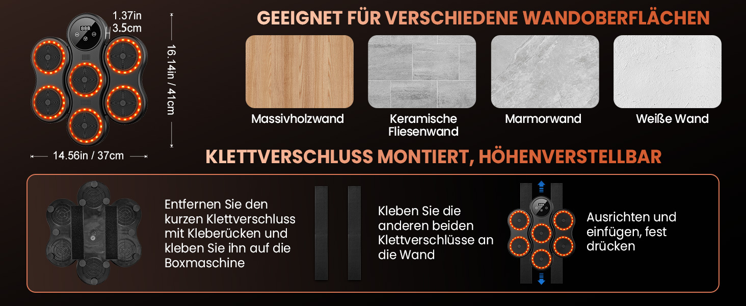 Музична боксівська машина з LED-підсвіткою, Bluetooth, 9 режимів швидкості, лічильник, для дорослих та дітей, чорний