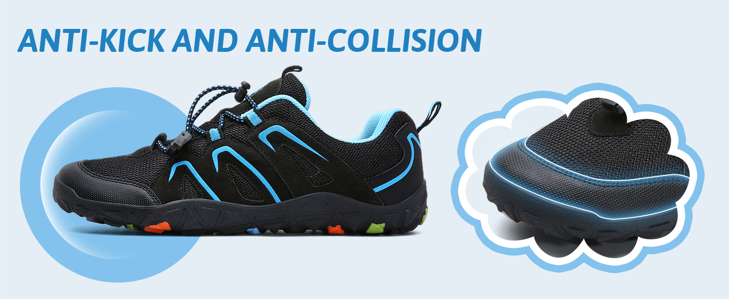 Дитячі трекінгові черевики Littleplum для хлопчиків, підошва для босоногих, дихаючі, антиковзні, чорно-сині, 35 EU