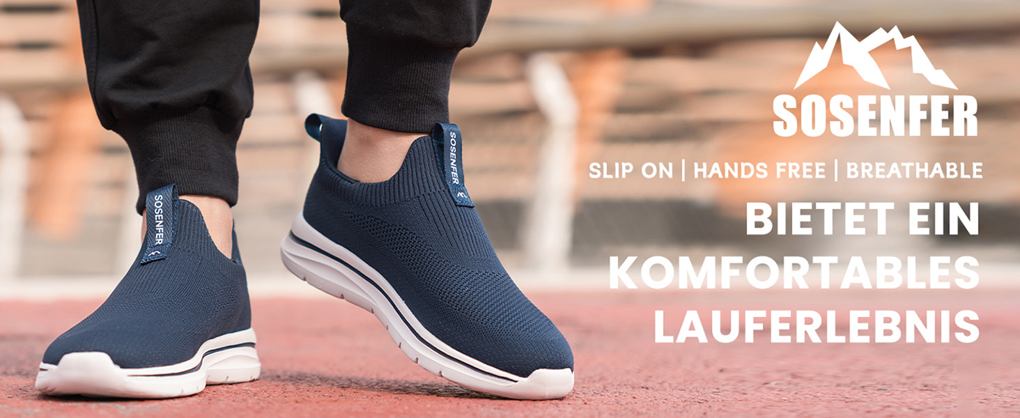 Сліпони чоловічі Sosenfer: зручні дихаючі кросівки без шнурівків для занять спортом, прогулянок та тренувань (1272, чорний, 44 EU)