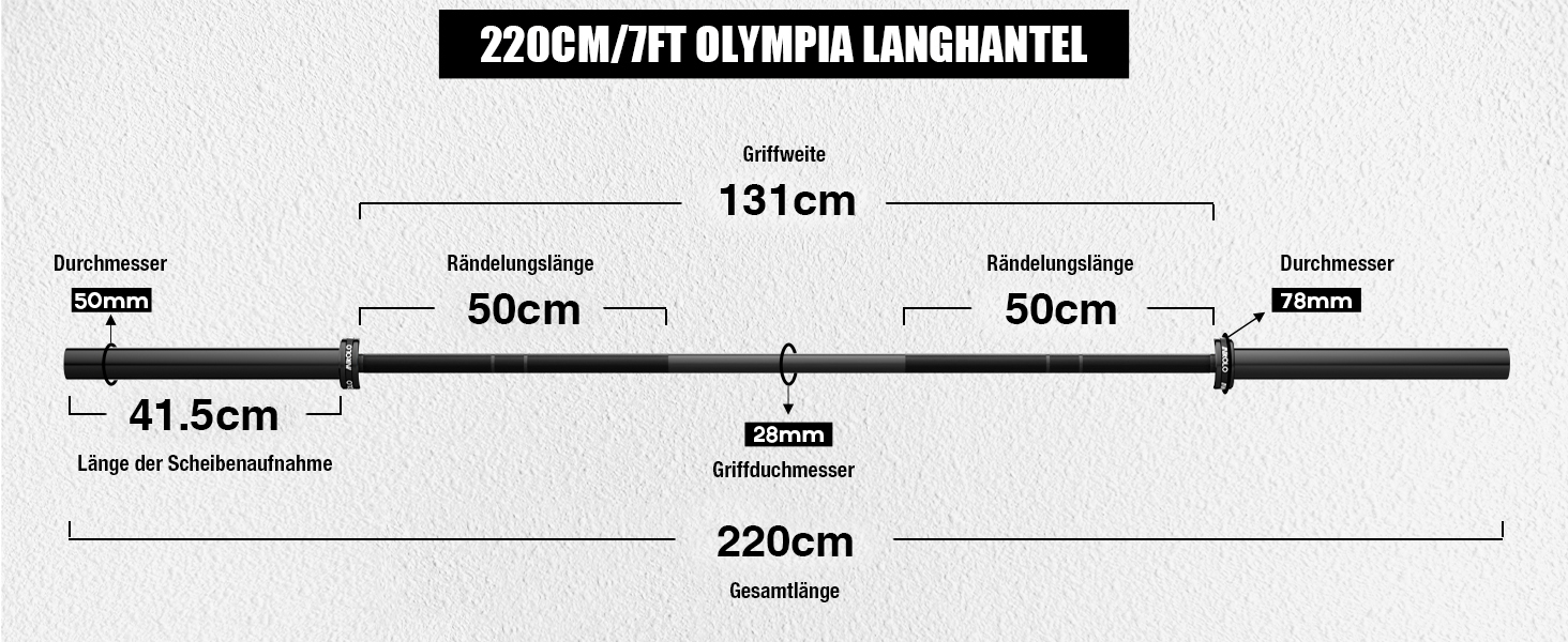 Штанга ZERELEK Olympia 220см, 50мм, до 680кг, Голчастий, Чорний