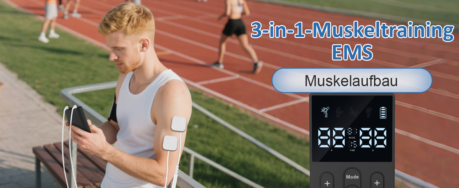 TENS/EMS масажер для тіла 3-в-1: 12 режимів, електрична стимуляція м'язів, для рук, ніг, спини, плечей, шиї (12 електродів)