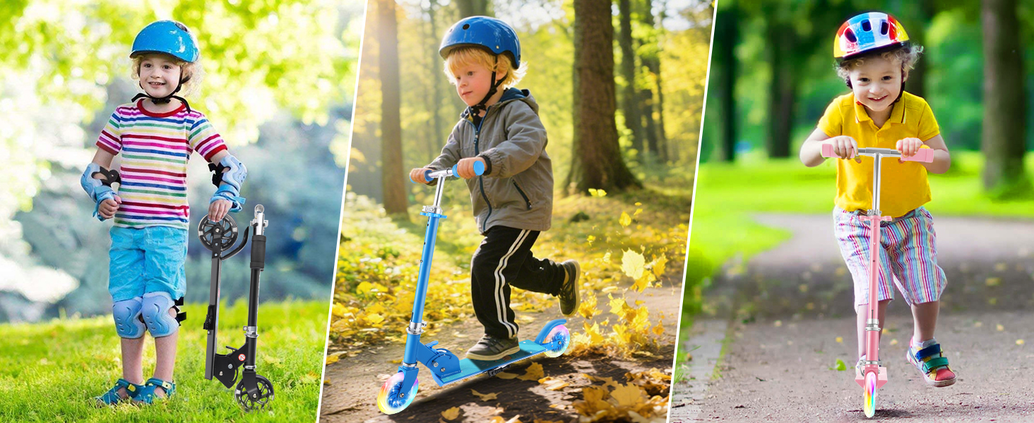 Самокат Kinderroller складний, алюмінієвий, рожевий, для хлопчиків та дівчаток 3-8 років, з поліуретановими колесами