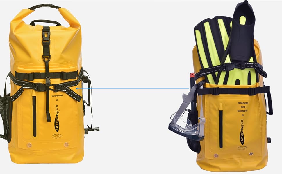 Водонепроникний рюкзак 35L для каякінгу, рафтингу та пляжу (жовтий)