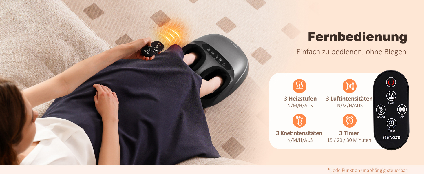 Масажер для ніг KNQZE Shiatsu з підігрівом, для фасціїту та зняття болю (сірий)