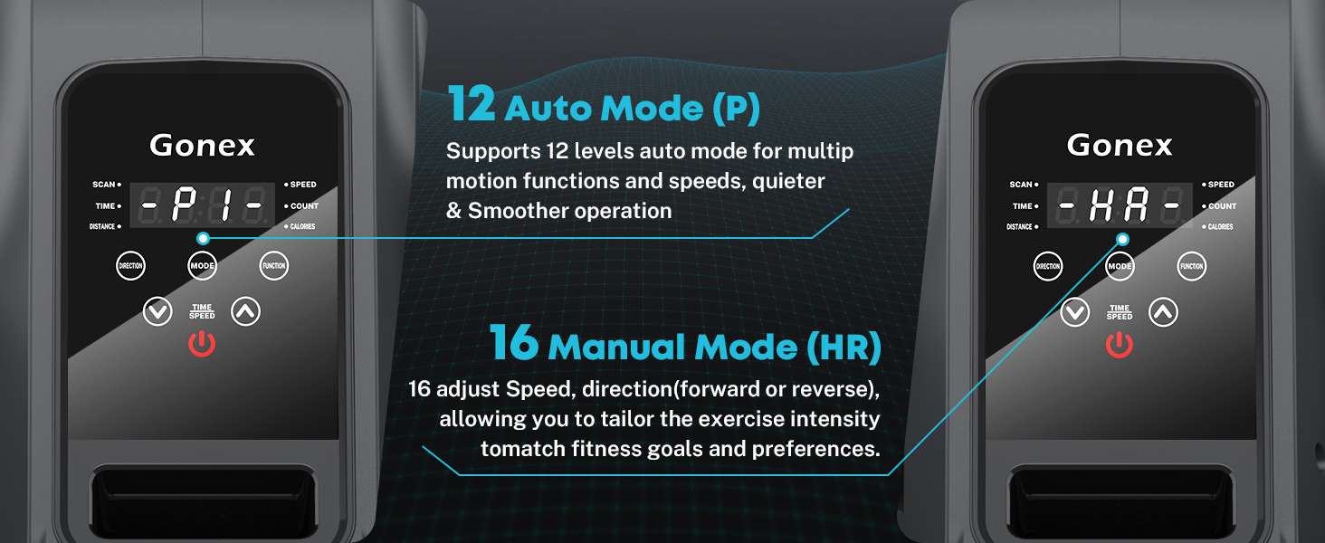 Еліптичний тренажер Gonex під стіл для літніх людей, електричний, з пульт дистанційного керування, 16 рівнів швидкості, ручний та автоматичний режими, сірий
