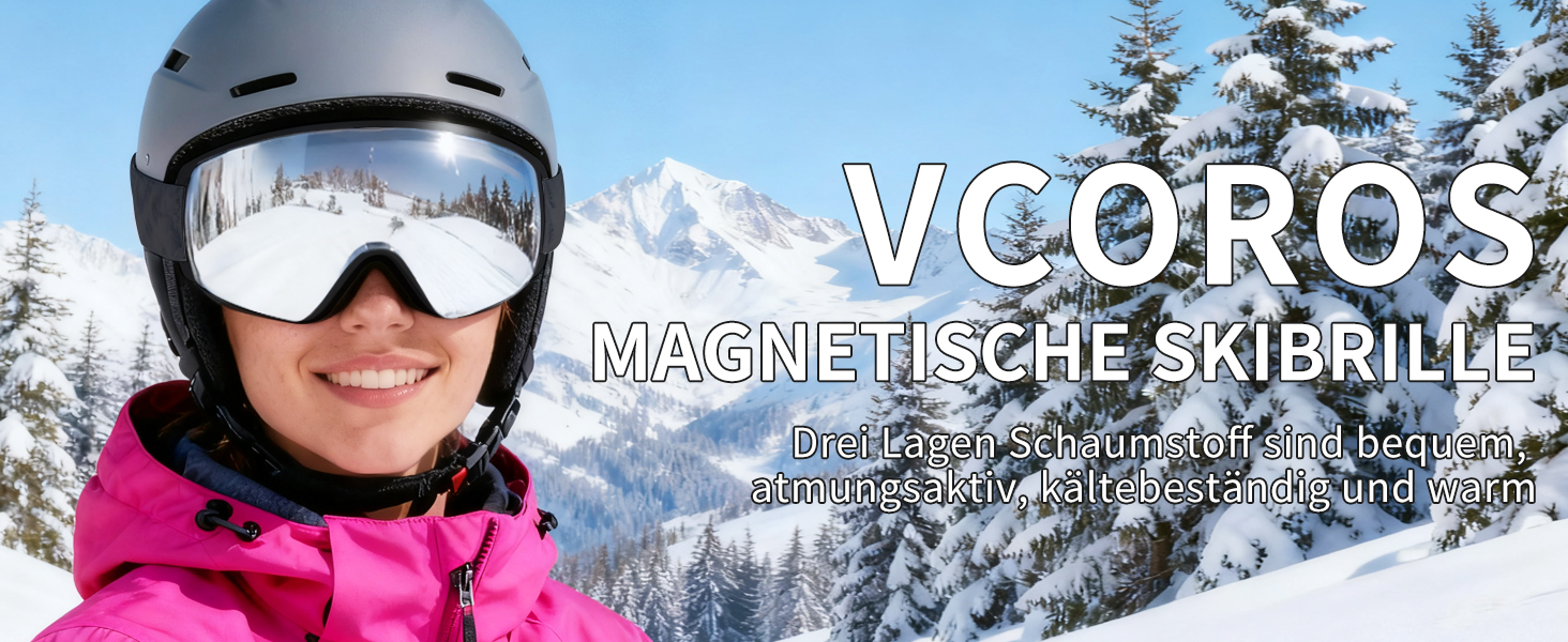 Скі-маска VCOROS з змінним склом, унісекс, захист від УФ, проти запотівання, срібно-білий колір + лінза (VLT13%)