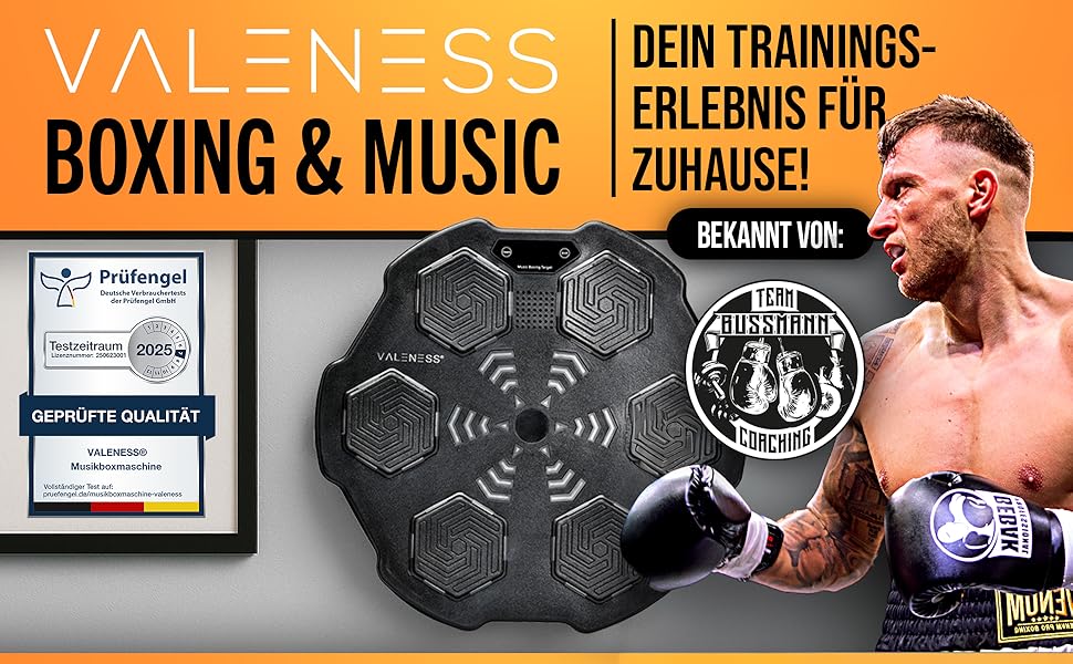 Музична бокс-машина VALENESS® – Smart бокс з музикою та LED, бокс-автомат для стіни, комплект з боксерськими рукавичками. Ідеальне тренування боксу вдома для дітей та дорослих (ручна музична бокс-машина)